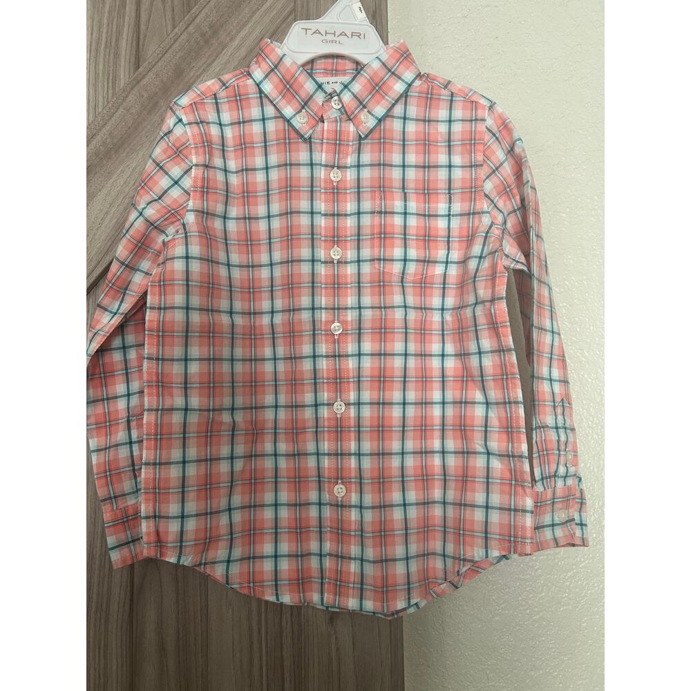 NWT Janie and Jack boys plaid button down long sleeve 4